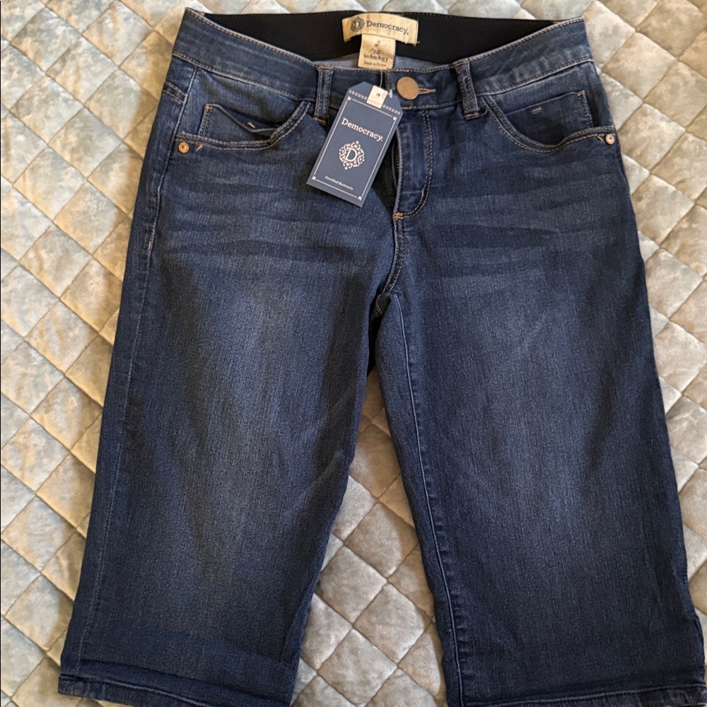 NWT Democracy Bohemian style Dark Blue Knee-Length Denim Shorts